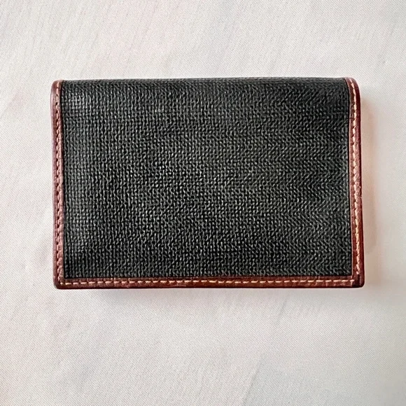 Dunhill card case business card holder brown leather and black canvas Unisex VTG